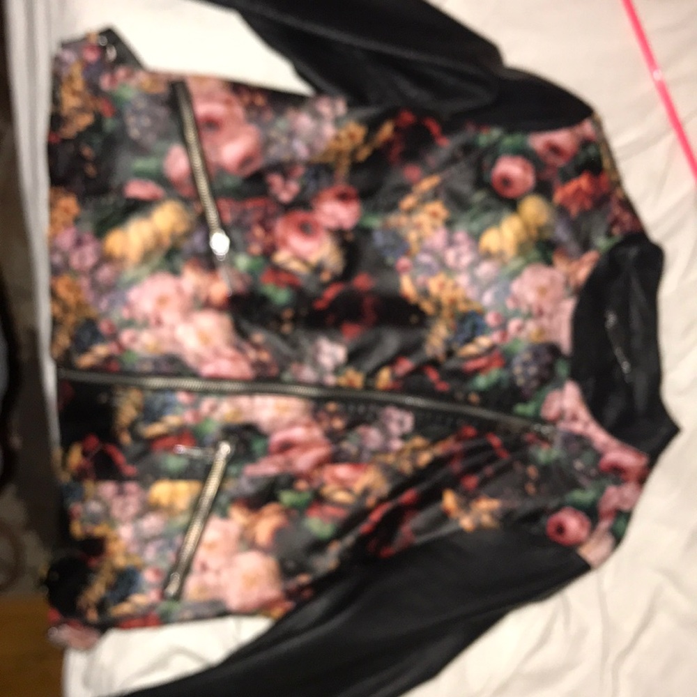 Floral vegan leather jacket